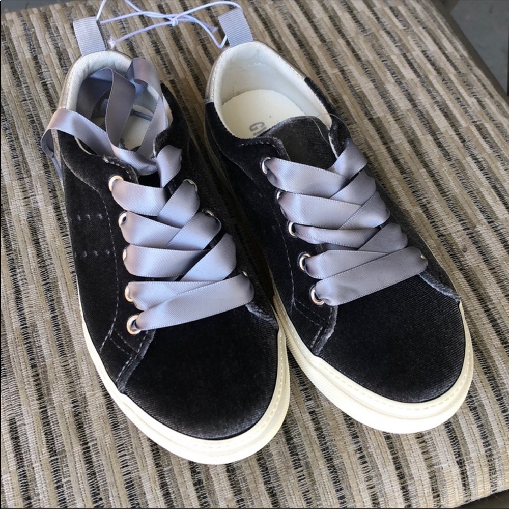 Pair of Grey velvet sneakers